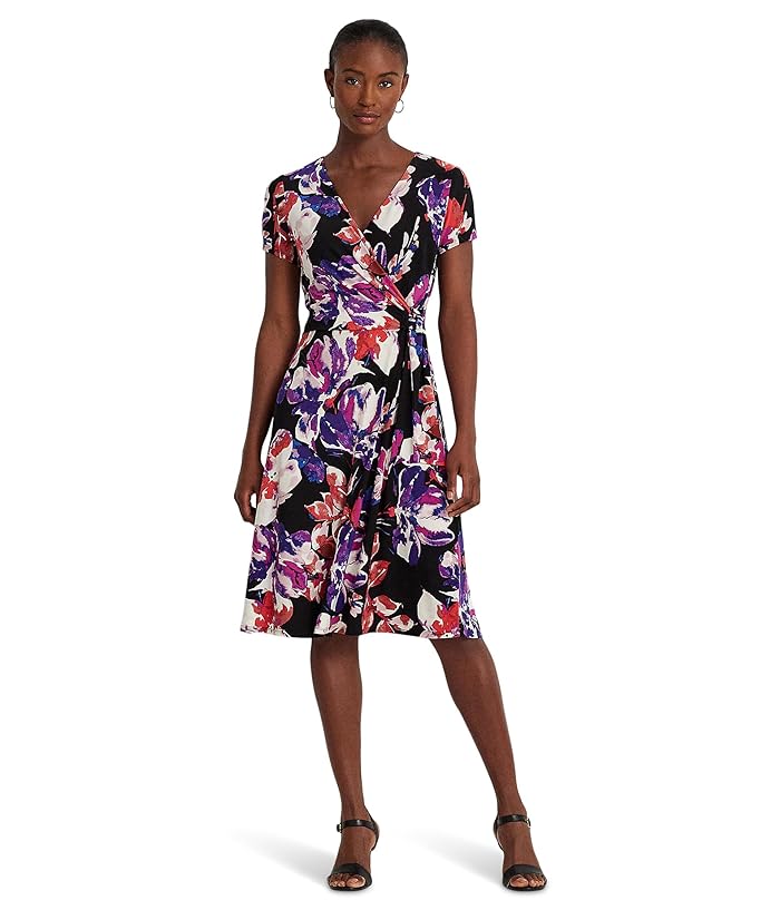 LAUREN Ralph Lauren Floral Stretch Jersey Surplice Dress | Zappos.com